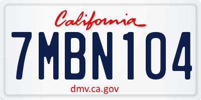 CA license plate 7MBN104