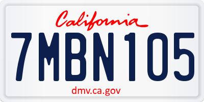 CA license plate 7MBN105