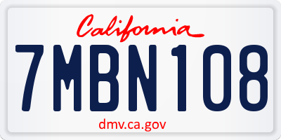 CA license plate 7MBN108
