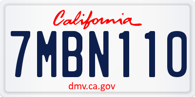 CA license plate 7MBN110