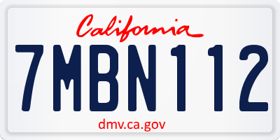 CA license plate 7MBN112