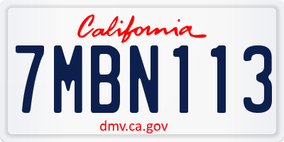 CA license plate 7MBN113