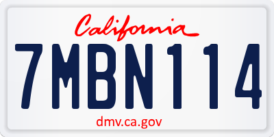 CA license plate 7MBN114