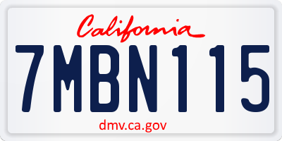 CA license plate 7MBN115