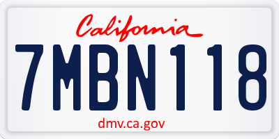 CA license plate 7MBN118