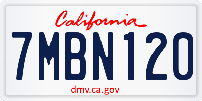 CA license plate 7MBN120