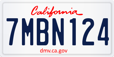 CA license plate 7MBN124