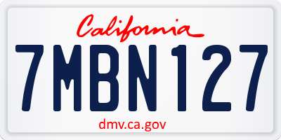 CA license plate 7MBN127