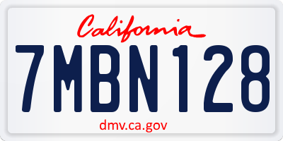 CA license plate 7MBN128