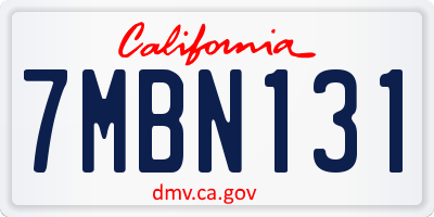 CA license plate 7MBN131