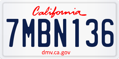 CA license plate 7MBN136
