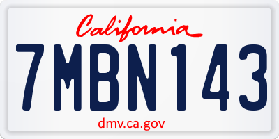 CA license plate 7MBN143