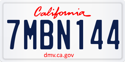 CA license plate 7MBN144