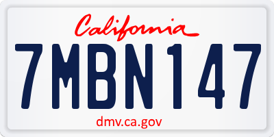 CA license plate 7MBN147