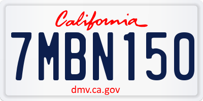 CA license plate 7MBN150