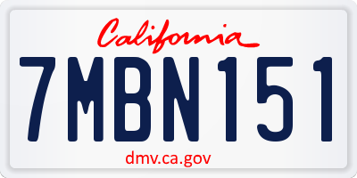 CA license plate 7MBN151