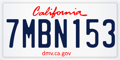CA license plate 7MBN153