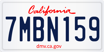 CA license plate 7MBN159