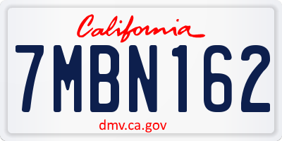 CA license plate 7MBN162