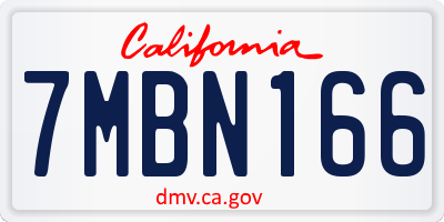 CA license plate 7MBN166