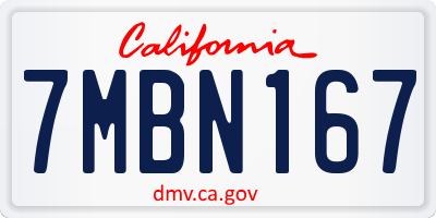 CA license plate 7MBN167