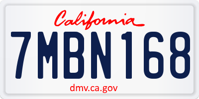 CA license plate 7MBN168