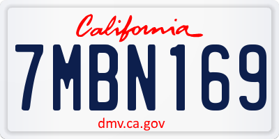 CA license plate 7MBN169