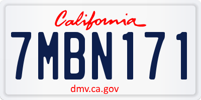 CA license plate 7MBN171