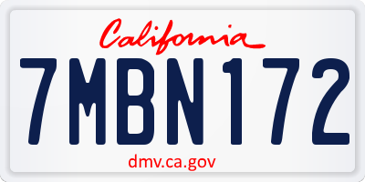 CA license plate 7MBN172
