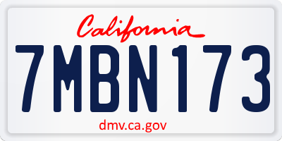 CA license plate 7MBN173