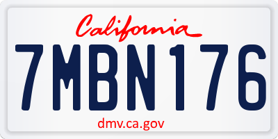 CA license plate 7MBN176