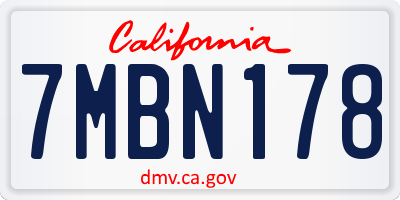 CA license plate 7MBN178