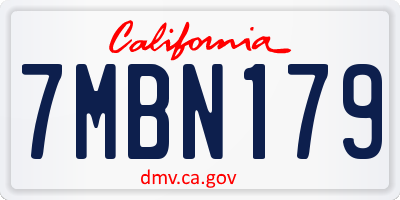 CA license plate 7MBN179