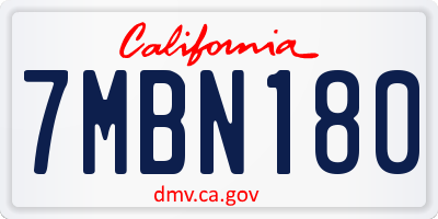 CA license plate 7MBN180