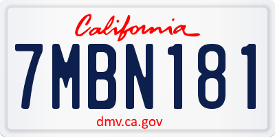 CA license plate 7MBN181