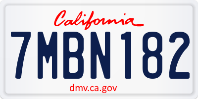 CA license plate 7MBN182