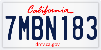 CA license plate 7MBN183