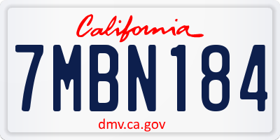 CA license plate 7MBN184