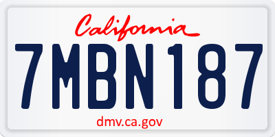 CA license plate 7MBN187