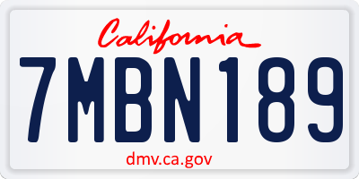 CA license plate 7MBN189