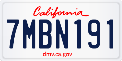 CA license plate 7MBN191