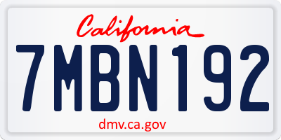 CA license plate 7MBN192