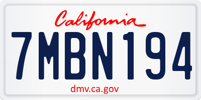 CA license plate 7MBN194