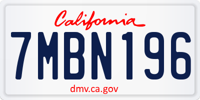 CA license plate 7MBN196