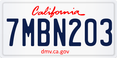 CA license plate 7MBN203
