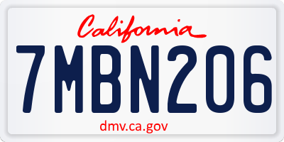 CA license plate 7MBN206