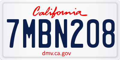 CA license plate 7MBN208