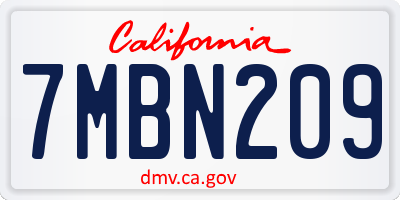 CA license plate 7MBN209