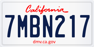 CA license plate 7MBN217