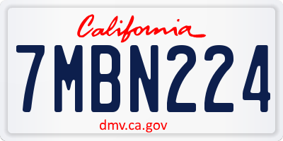 CA license plate 7MBN224